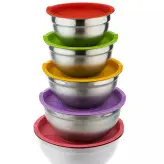 ظروف 5 پارچه استیل با درب رنگی جنس در از پلاستیک مرغوب