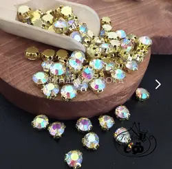 نگین گرد پایه دار سفید هفت رنگ