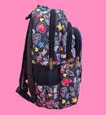 کیف مدرسه ای دبستانی دخترانه طرح فانتزی شیک و جادار قلب و پروانه مارک پولک دوزی رنگ سورمه ای