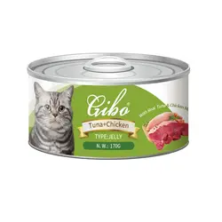 کنسرو گربه گیبو با طعم مرغ و ماهی تن در ژله وزن 170 گرم
