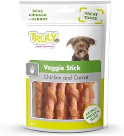 تشویقی سگ ترولی (ونپی) مدل دورپیچ مرغ و هویج وزن 90 گرم