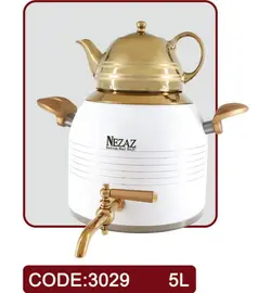 کتری قوری سفید طلایی نزاز 5 لیتری کد 3029