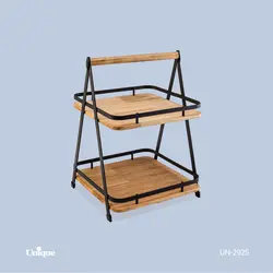 استند مربع دو طبقه یونیک فلزی کف چوبی کد 2925