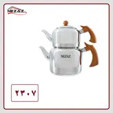کتری قوری لوله دار 2.5 لیتری نزاز دسته طرح چوب کد 2307