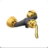 ست شیرآلات مشکی طلایی قاجاری بامبو به همراه علم دوش دوکاره و شلنگ توالت/مجموعه شش تیکه/ارسال رایگان شیرآلات ۶ تکه مشکی طلایی