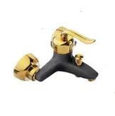 ست شیرآلات مشکی طلایی قاجاری بامبو به همراه علم دوش دوکاره و شلنگ توالت/مجموعه شش تیکه/ارسال رایگان شیرآلات ۶ تکه مشکی طلایی