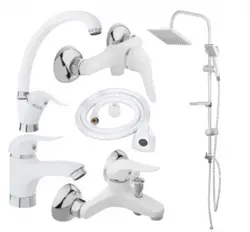 ست شش تکه شیرآلات سفید راهدانه مدل مروارید