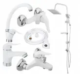 ست شش تکه شیرآلات سفید راهدانه مدل مروارید