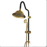 ست ۹ تکه شیرآلات مشکی طلایی قاجاری بامبو به همراه علم دوش شیپوری،فلاش تانک،جامایع و جای دستمال توالت با ارسال رایگان