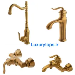 ست ۴ تکه شیرآلات طلایی مات مدل بامبو/ارسال رایگان