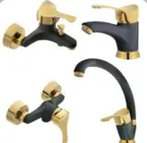 ست شیرآلات مشکی طلایی راهدانه مدل الماس(مجموعه ۴ عددی)