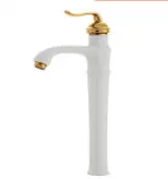 ست شش تکه شیرآلات سفیدطلایی بامبو سری ویژه VIP /دارای شیر ظرفشویی شاوری فنری فانتزی اعلا و علم دوش شیپوری و روشویی بلند