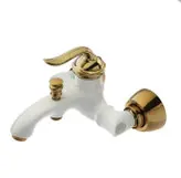 ست شش تکه شیرآلات سفیدطلایی بامبو سری ویژه VIP /دارای شیر ظرفشویی شاوری فنری فانتزی اعلا و علم دوش شیپوری و روشویی بلند