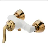 ست شش تکه شیرآلات سفیدطلایی بامبو سری ویژه VIP /دارای شیر ظرفشویی شاوری فنری فانتزی اعلا و علم دوش شیپوری و روشویی بلند