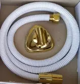 ست شش تکه شیرآلات سفیدطلایی بامبو سری ویژه VIP /دارای شیر ظرفشویی شاوری فنری فانتزی اعلا و علم دوش شیپوری و روشویی بلند