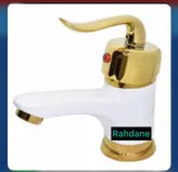 ست ۱۲ تکه شیرآلات سفیدطلایی قاجاری بامبو با علم دوش شیپوری (ست کامل)