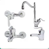 ست ۸ تکه شیرآلات قاجاری بامبو به همراه علم دوش شیپوری و شیر توالت اضافه و ۲ عدد شلنگ توالت