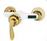 ست ۴ تکه شیرآلات بامبو قاجاری با روشویی بلند سفیدطلایی (ست۴ تیکه)