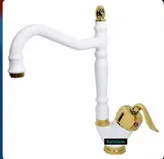 ست ۴ تکه شیرآلات بامبو قاجاری با روشویی بلند سفیدطلایی (ست۴ تیکه)