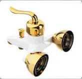 ست ۴ تکه شیرآلات بامبو قاجاری با روشویی بلند سفیدطلایی (ست۴ تیکه)