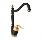 ست ۵ تکه شیرآلات مشکی طلایی قاجاری بامبو با ارسال رایگان