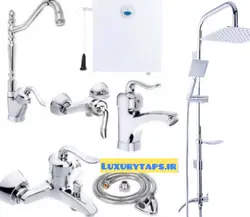 ست ۷ تکه شیرآلات قاجاری بامبو به همراه فلاش تانک،علم دوش دوکاره استیل و شلنگ توالت ریزبافت برنجی با ارسال رایگان به سراسر کشور