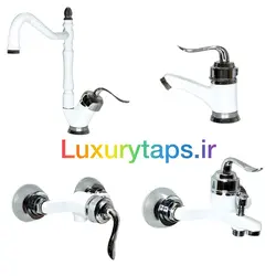 ست ۴ تکه شیرآلات بامبو قاجاری هلن سفیدکروم با ارسال رایگان