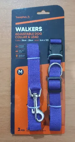 پک لید و قلاده برزنتی سگ WALKERS سایز متوسط(M)