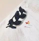 تل جواهردوزی برگ دار مشکی و ۷ رنگ