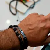 ست گردنبند و دستبند اسپرت مردانه اونیکس و حدید نقره ای اکسسوری دستساز رنگ ثابت