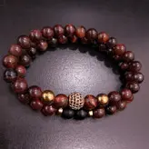 ست دستبند مردانه سنگ چشم شاهین و حدید و اونیکس و گوی سوارسکی اکسسوری پسرانه