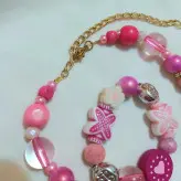 ست گردنبند و دستبند دخترانه صورتی بچه گانه اکسسوری فانتزی