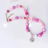 ست گردنبند و دستبند دخترانه صورتی بچه گانه اکسسوری فانتزی