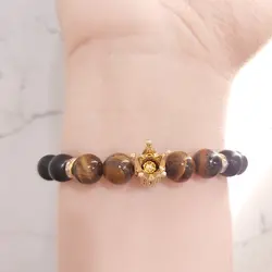 دستبند مردانه اونیکس و سنگ چشم ببر و گوی سوارسکی اکسسوری پسرانه اسپرت
