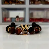 دستبند مردانه اونیکس و سنگ چشم ببر و گوی سوارسکی اکسسوری پسرانه اسپرت