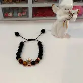 دستبند مردانه اونیکس و سنگ چشم ببر و گوی سوارسکی اکسسوری پسرانه اسپرت