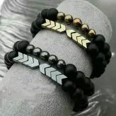 دستبند ست اونیکس مشکی و حدید اسپرت مردانه اکسسوری ارسال رایگان