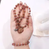 ست گردنبند و دستبند سنگ دلربا رنگ ثابت زنانه