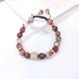 دستبند سنگ عقیق و گوی سوارسکی رنگ ثابت دست ساز اکسسوری زنانه مردانه اسپرت