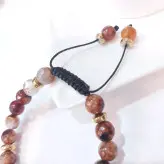 دستبند سنگ عقیق و گوی سوارسکی رنگ ثابت دست ساز اکسسوری زنانه مردانه اسپرت