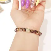 دستبند سنگ عقیق و گوی سوارسکی رنگ ثابت دست ساز اکسسوری زنانه مردانه اسپرت