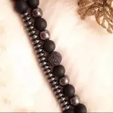 ست دستبند مردانه اونیکس حدید دودی گوی سوارسکی رنگ ثابت اکسسوری دستساز مردانه پسرانه