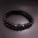 دستبند ست مردانه سنگ اونیکس و حدید و گوی سوارسکی زیورآلات دستساز پسرانه