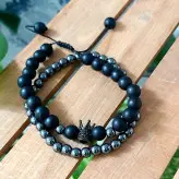 دستبند مردانه ست حدید و اونیکس و تاج سوارسکی اکسسوری رنگ ثابت