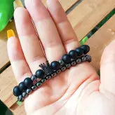 دستبند مردانه ست حدید و اونیکس و تاج سوارسکی اکسسوری رنگ ثابت