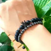 دستبند مردانه ست حدید و اونیکس و تاج سوارسکی اکسسوری رنگ ثابت