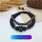 دستبند مردانه ست حدید و اونیکس و تاج سوارسکی اکسسوری رنگ ثابت