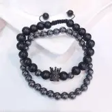 دستبند مردانه ست حدید و اونیکس و تاج سوارسکی اکسسوری رنگ ثابت