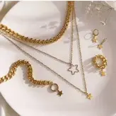 سرویس کارتیر با ستاره زیورآلات دستساز زنانه دخترانه رنگ ثابت