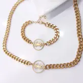 ست گردنبند و دستبند کارتیر ماه تولد استیل رنگ ثابت زنانه مردانه